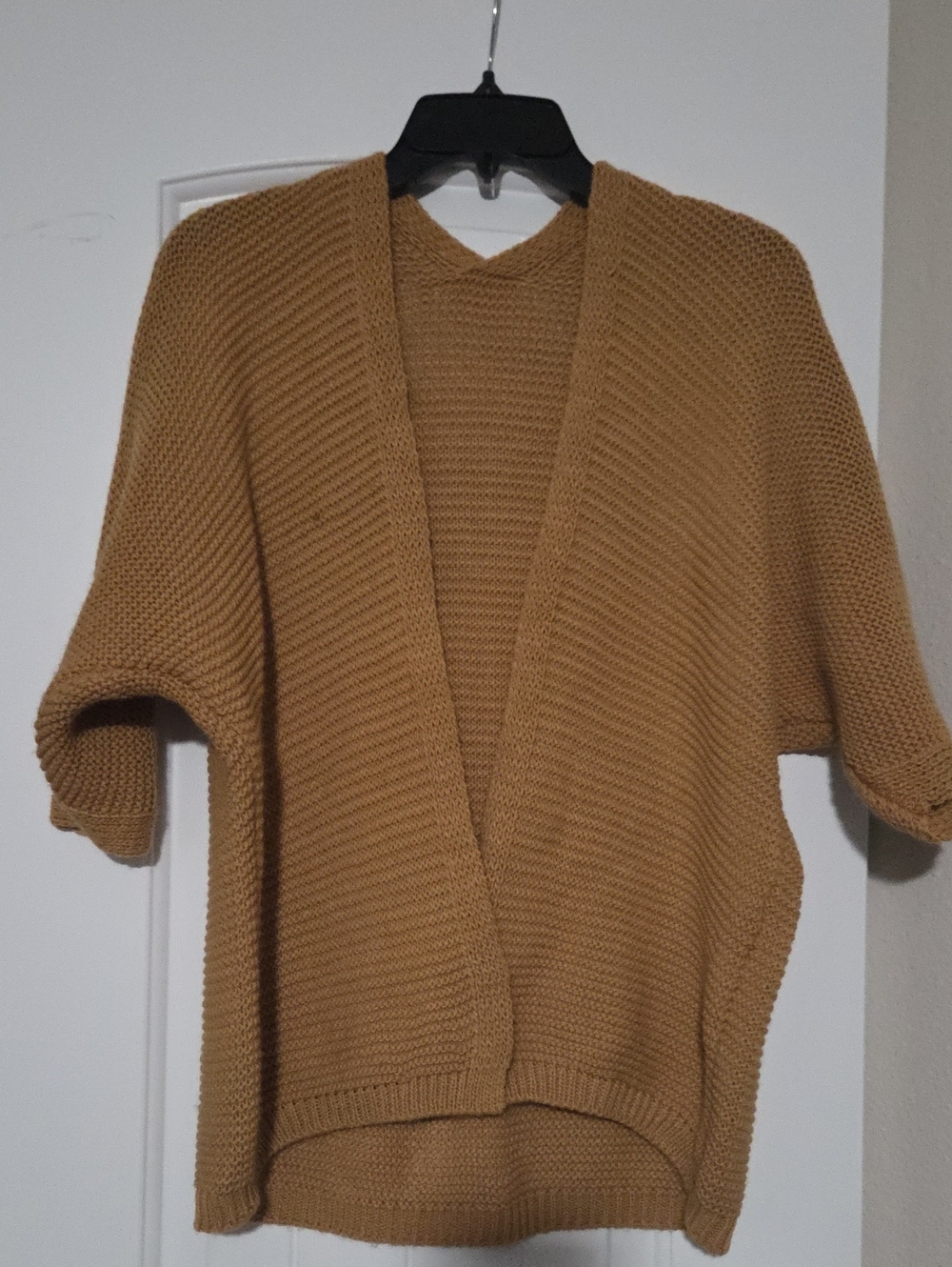 Oversized Open-Front Women's Sweater Cardigan - Camel